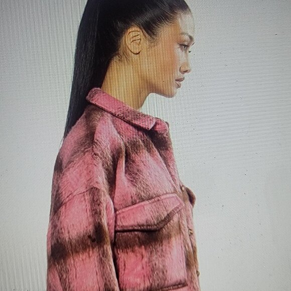 NWOT Vici On the Move Pink and Brown Plaid Shacket - Picture 6 of 16